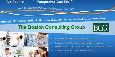 Affiche de la conférence perspective carrière BCG