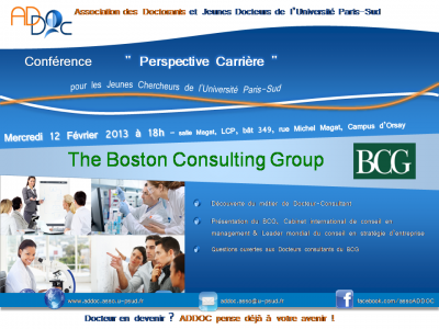 Affiche de la conférence perspective carrière BCG